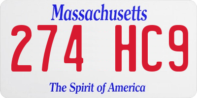 MA license plate 274HC9