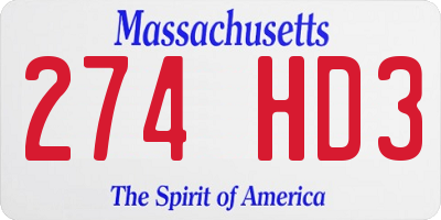 MA license plate 274HD3