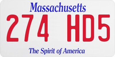 MA license plate 274HD5