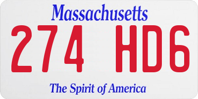 MA license plate 274HD6