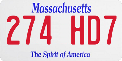 MA license plate 274HD7