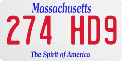 MA license plate 274HD9