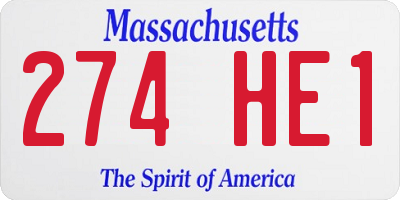 MA license plate 274HE1