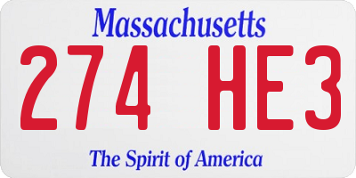 MA license plate 274HE3