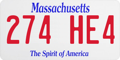 MA license plate 274HE4