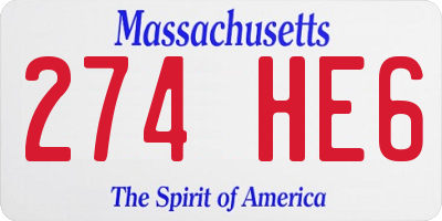 MA license plate 274HE6