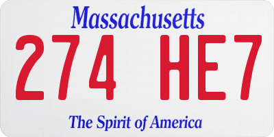 MA license plate 274HE7