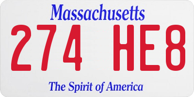 MA license plate 274HE8