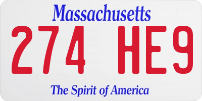 MA license plate 274HE9