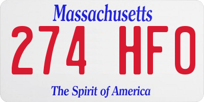 MA license plate 274HF0