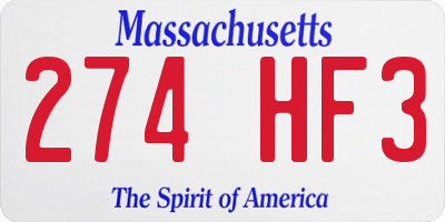 MA license plate 274HF3
