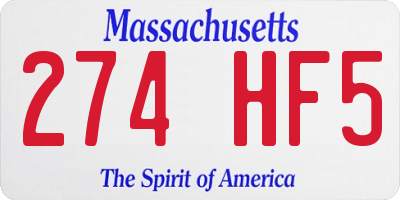 MA license plate 274HF5