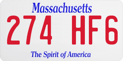 MA license plate 274HF6