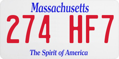 MA license plate 274HF7
