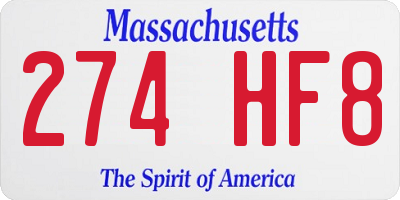 MA license plate 274HF8