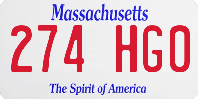MA license plate 274HG0
