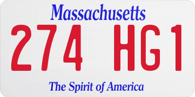 MA license plate 274HG1