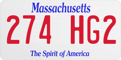MA license plate 274HG2