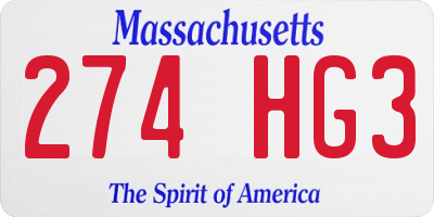MA license plate 274HG3