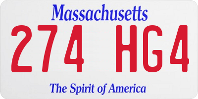 MA license plate 274HG4