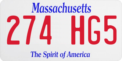 MA license plate 274HG5