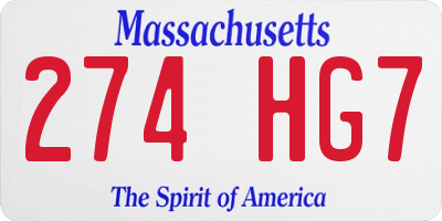 MA license plate 274HG7