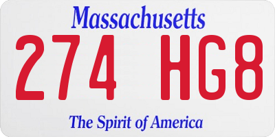 MA license plate 274HG8