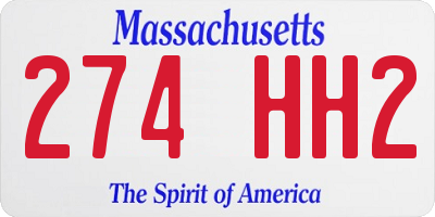 MA license plate 274HH2