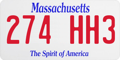 MA license plate 274HH3
