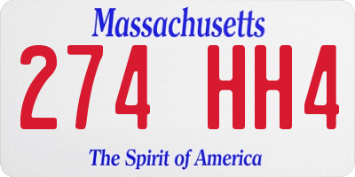 MA license plate 274HH4
