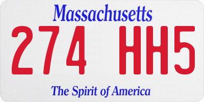 MA license plate 274HH5