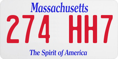 MA license plate 274HH7