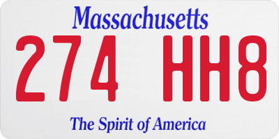 MA license plate 274HH8