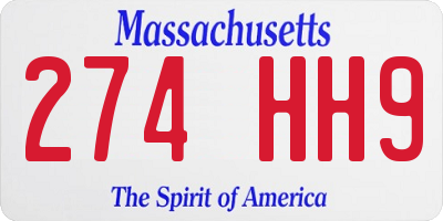 MA license plate 274HH9