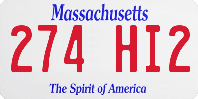 MA license plate 274HI2