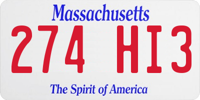 MA license plate 274HI3