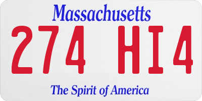 MA license plate 274HI4