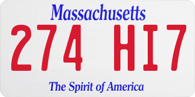MA license plate 274HI7