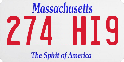 MA license plate 274HI9