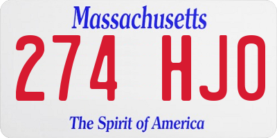 MA license plate 274HJ0