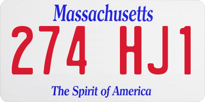 MA license plate 274HJ1