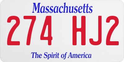 MA license plate 274HJ2