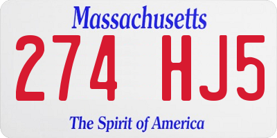 MA license plate 274HJ5
