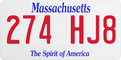 MA license plate 274HJ8