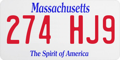 MA license plate 274HJ9