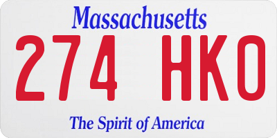 MA license plate 274HK0