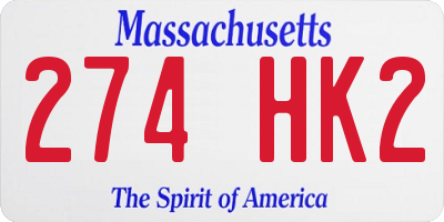 MA license plate 274HK2