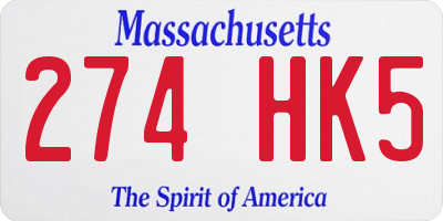MA license plate 274HK5