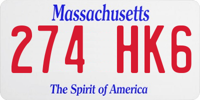 MA license plate 274HK6