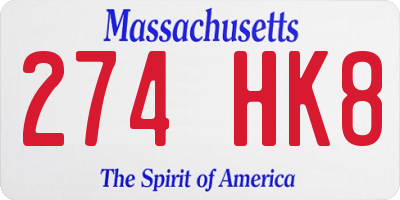 MA license plate 274HK8
